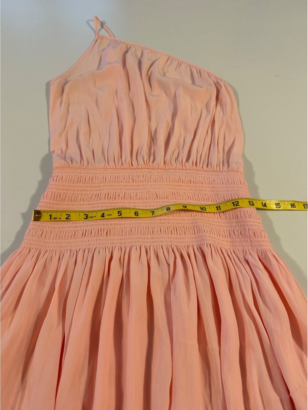 Ramy Brook Pink One Shoulder Smocked Waist Mini Dress Size Small - Picture 8 of 10